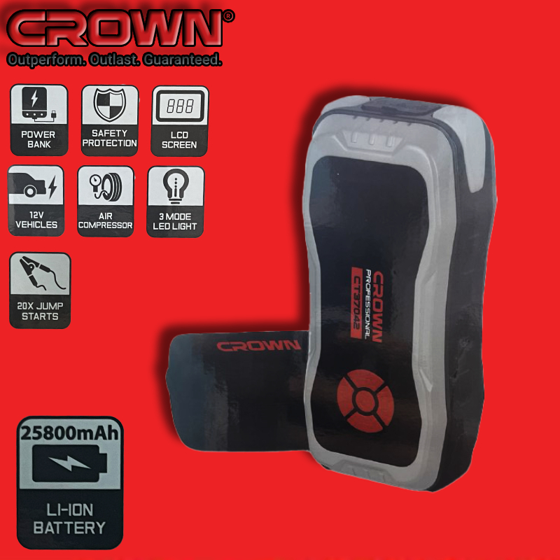 Compresseur De Voiture Avec Booster Batterie 25800mAh CROWN – Image 2