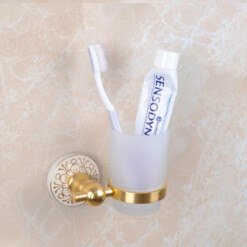 Porte brosse à dents en verre trempé doré SANWATER