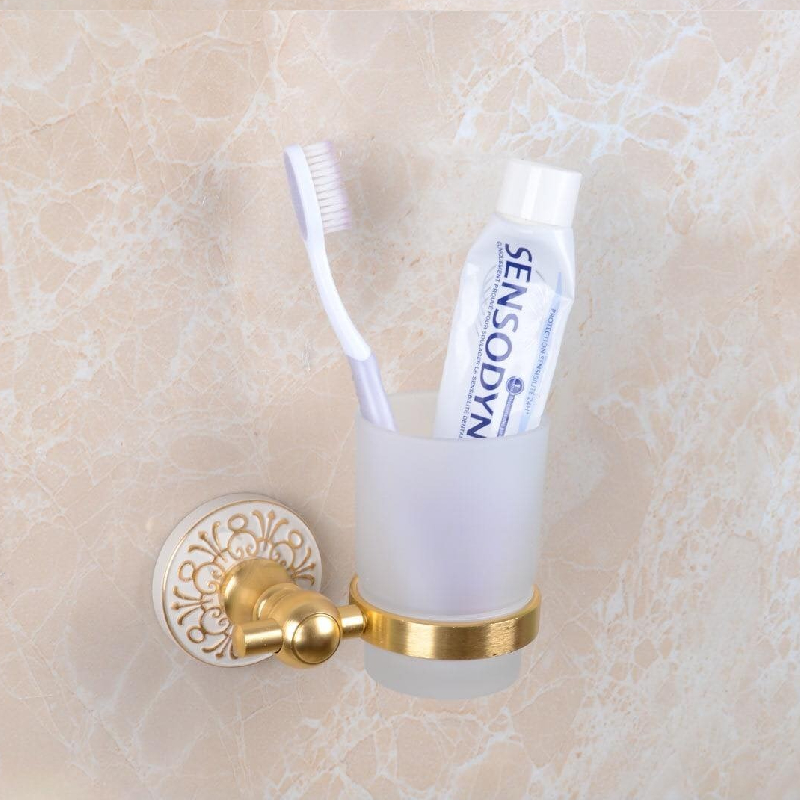 Porte brosse à dents en verre trempé doré SANWATER