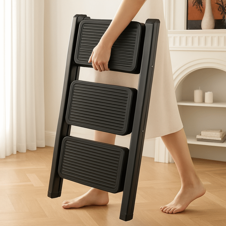 Leonardo Noir 3 Marches - Escabeau Design Élégant Et Robuste