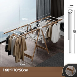 Sèche linge Aluminium design Bois avec roullettes