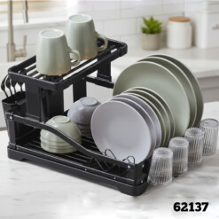 Egouttoir avec porte ver en aluminium Noir 2ETG 62137