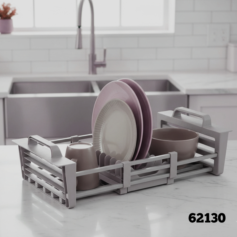 Égouttoir à vaisselle extensible en aluminium Beige 62130