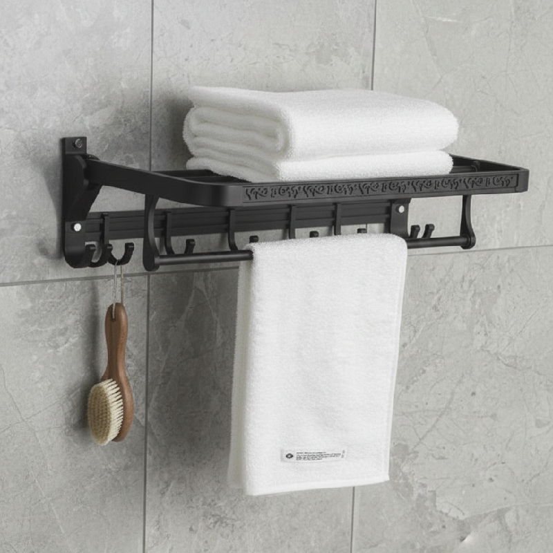 Porte serviette triple 2 Niveaux Noir SANWATER