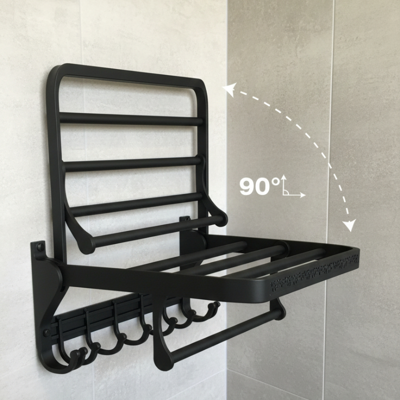 Porte serviette triple 2 Niveaux Noir SANWATER – Image 2