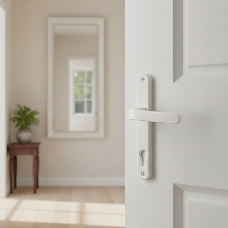 Serrure avec poignée de porte en aluminium