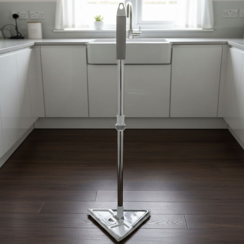 Balai-serpillère avec frottoir 2en1 triangulaire