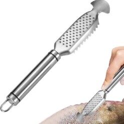 Alternative view of Ecailleur de poisson en acier inoxydable avec râpe