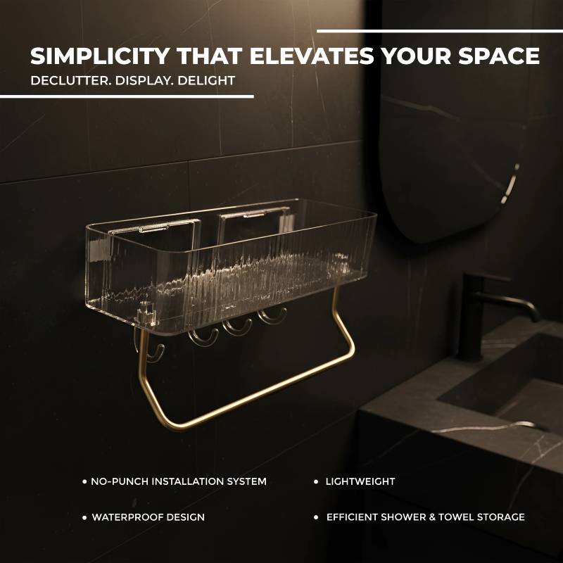 Etagère salle de bain adhésif avec 4 crochets FIRLA – Image 5