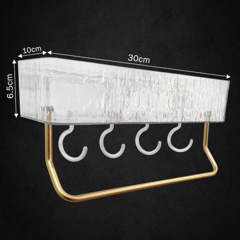 Etagère salle de bain adhésif avec 4 crochets FIRLA – Image 3