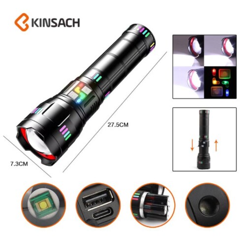 Torche Power Bank portable en aluminium 60W