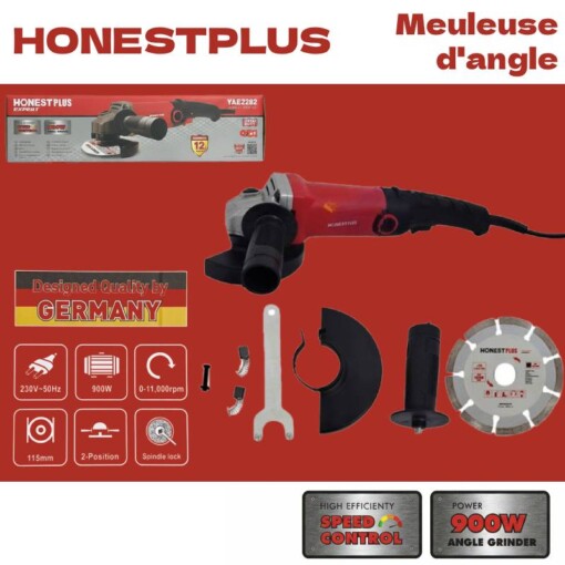 Meuleuse d'angle 900W 115mm HONESTPLUS YAE2282