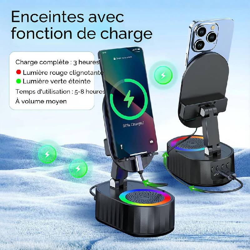 Haut-parleur Bluetooth sans fil 5 en 1 avec lumière ambiante colorée – Image 2
