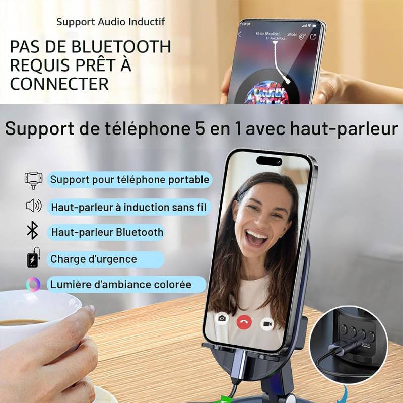 Haut-parleur Bluetooth sans fil 5 en 1 avec lumière ambiante colorée – Image 4