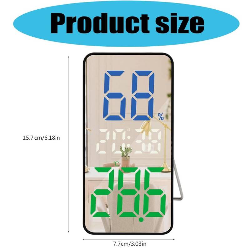 Réveil vertical décoratif avec grand écran LED, température météo numérique et luminosité réglable – Image 4