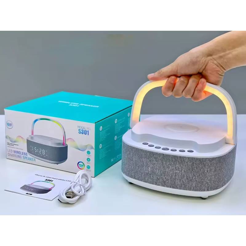 Haut-parleur portable Bluetooth avec chargeur sans fil et réveil numérique – Image 6