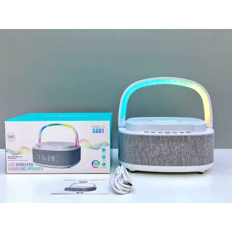 Haut-parleur portable Bluetooth avec chargeur sans fil et réveil numérique – Image 5