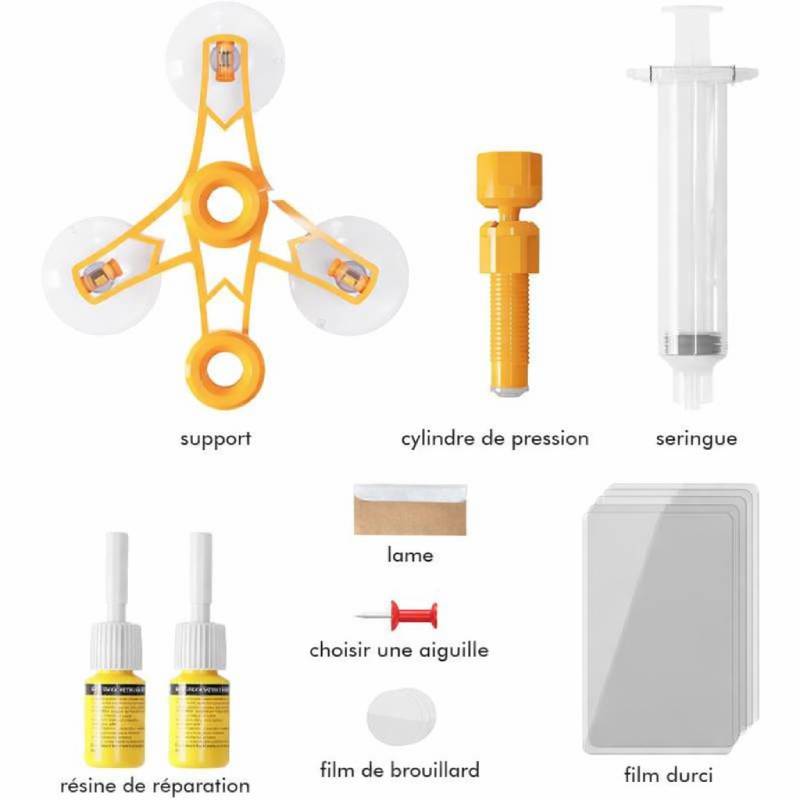 Kit de réparation de pare-brise de voiture avec seringues sous pression – Image 2