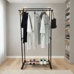 Penderie double parallèle 2 niveaux avec roues