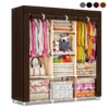 Armoire De Rangement et Penderie 7 Étages Porte Cintres Et Rideau Anti-Poussière