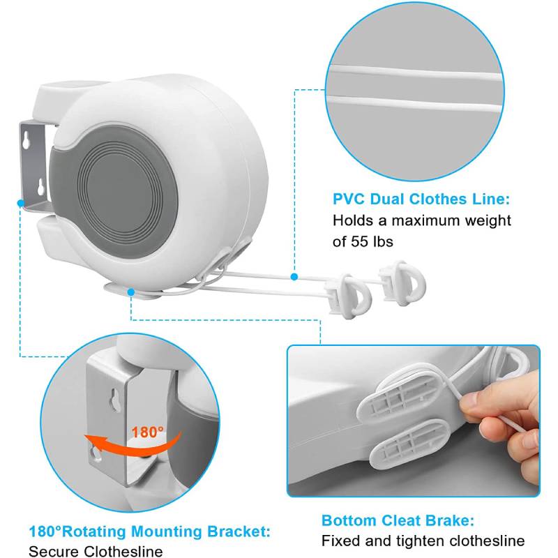 Sèche linge rétractable double pour intérieur extérieur télescopique – Image 6