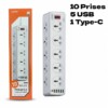 Multiprises 10 prises 5 USB + type C