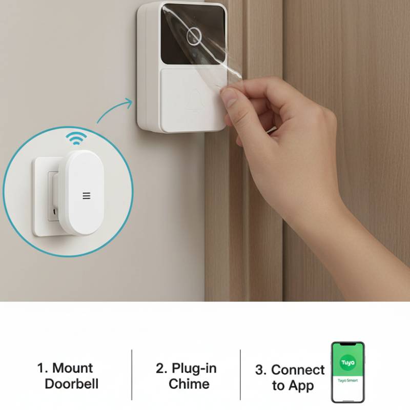 Sonnette vidéo WiFi sans fil avec caméra HD TUYA – Image 2