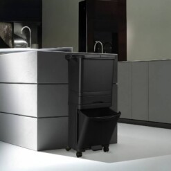 Bac de séparation des déchets 4 compartiments Avec roues pivotantes 43L