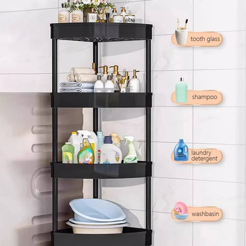 Etagère de coin salle de bain 4 Niveaux mobile – Image 9