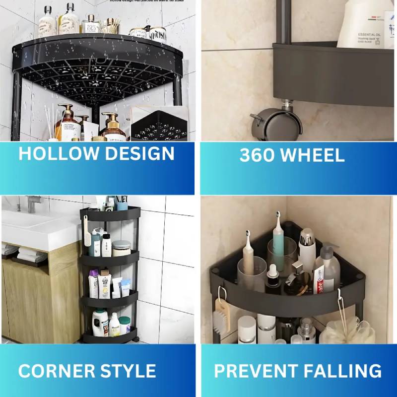 Etagère de coin salle de bain 4 Niveaux mobile – Image 8