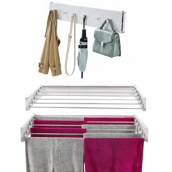 Sèche linge mural pliable 5 niveaux avec crochets