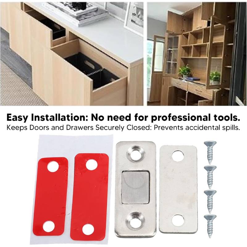 Serrure de porte magnétique adhésif en acier inoxydable 2PCS – Image 3