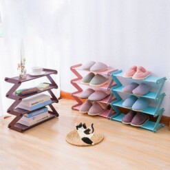 Étagère à chaussures en plastique multifonction ZIGZAG