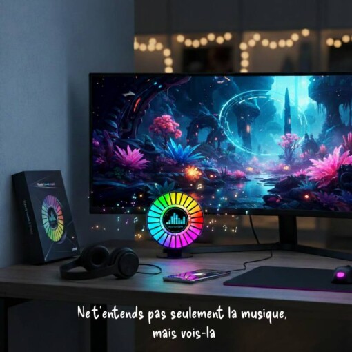 Lumière rythme d'ambiance ronde avec 2 recharges désodorisant aromatisés