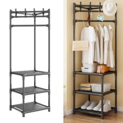 Penderie de coin avec porte manteaux et étagère de chaussures 3 Niveaux