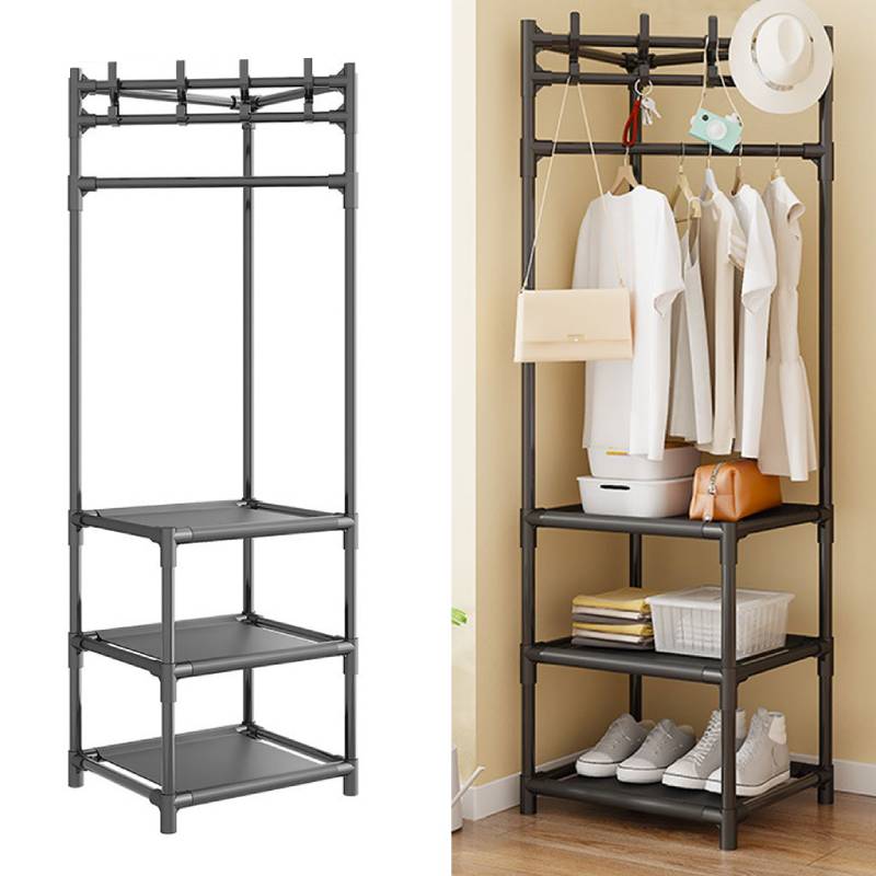 Penderie de coin avec porte manteaux et étagère de chaussures 3 Niveaux