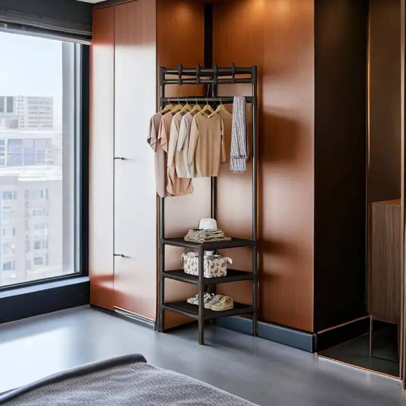 Penderie de coin avec porte manteaux et étagère de chaussures 3 Niveaux – Image 2