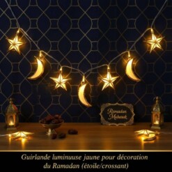 Alternative view of Guirlande lumineuse jaune pour décoration du Ramadan (étoile/croissant)