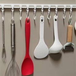 Barre de cuisine adhésif avec 12 crochets coulissants