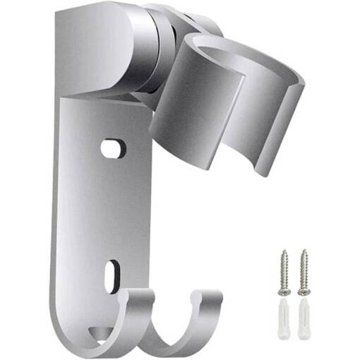 Support douchette ajustable inox avec 2 crochets