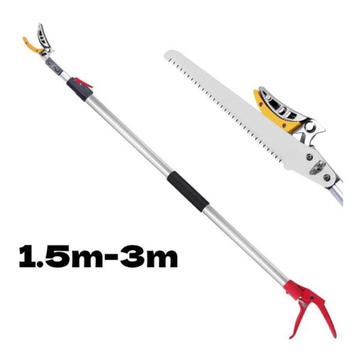 Sécateur à manche long extensible avec scie 3m