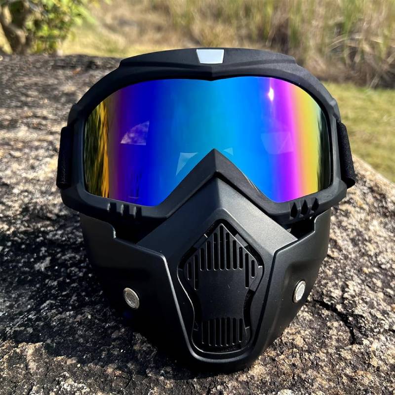 Masque de moto détachable protection UV et vent