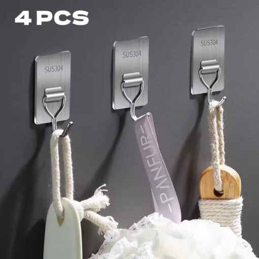 Crochet adhésif en acier inoxydable FIRLA 4PCS