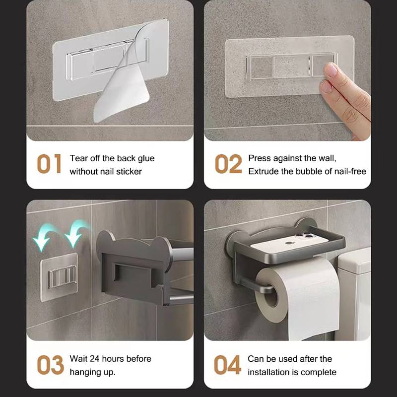 Porte-papier toilette mural adhésif avec support LYNA – Image 6