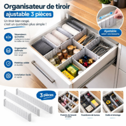 Organisateur de tiroir adjustable 3PCS
