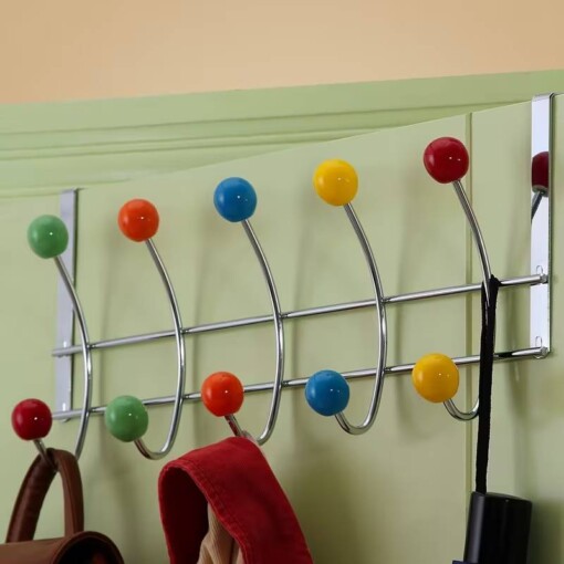 Porte manteau derrière porte 10 têtes coloré