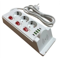 Alternative view of Multiprise avec Interrupteurs Fast Charge sans fil 3 Prises 3 USB 2 TYPE-C 2500W