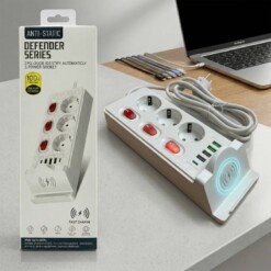 Multiprise avec Interrupteurs Fast Charge sans fil 3 Prises 3 USB 2 TYPE-C 2500W