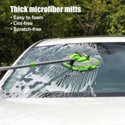 Alternative view of Balai chenille en microfibre ajustable rotatif pour nettoyage voiture 2en1