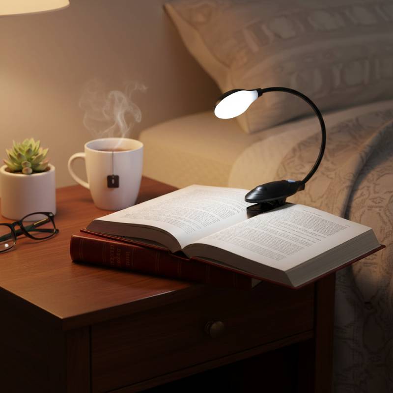 Mini lampe bureau flexible rechargeable à pince lumière blanche